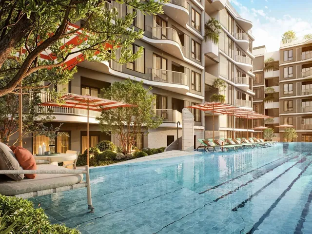 The Title Kuartz lap pool and poolside seating