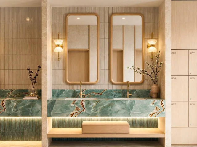 The Title Kuartz wellness seating and sauna entrance